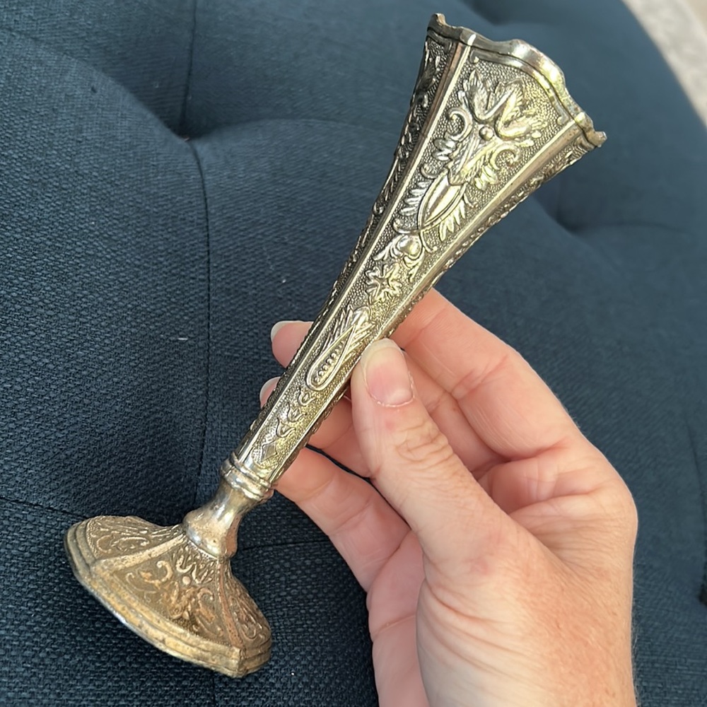 Raimond silver plated ceramic bud vase